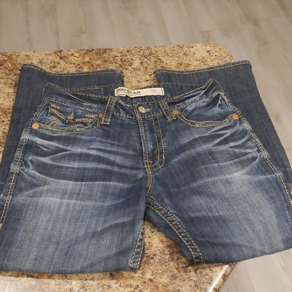 Mens Big Star Blue Jeans Button Flap Pockets Heavy